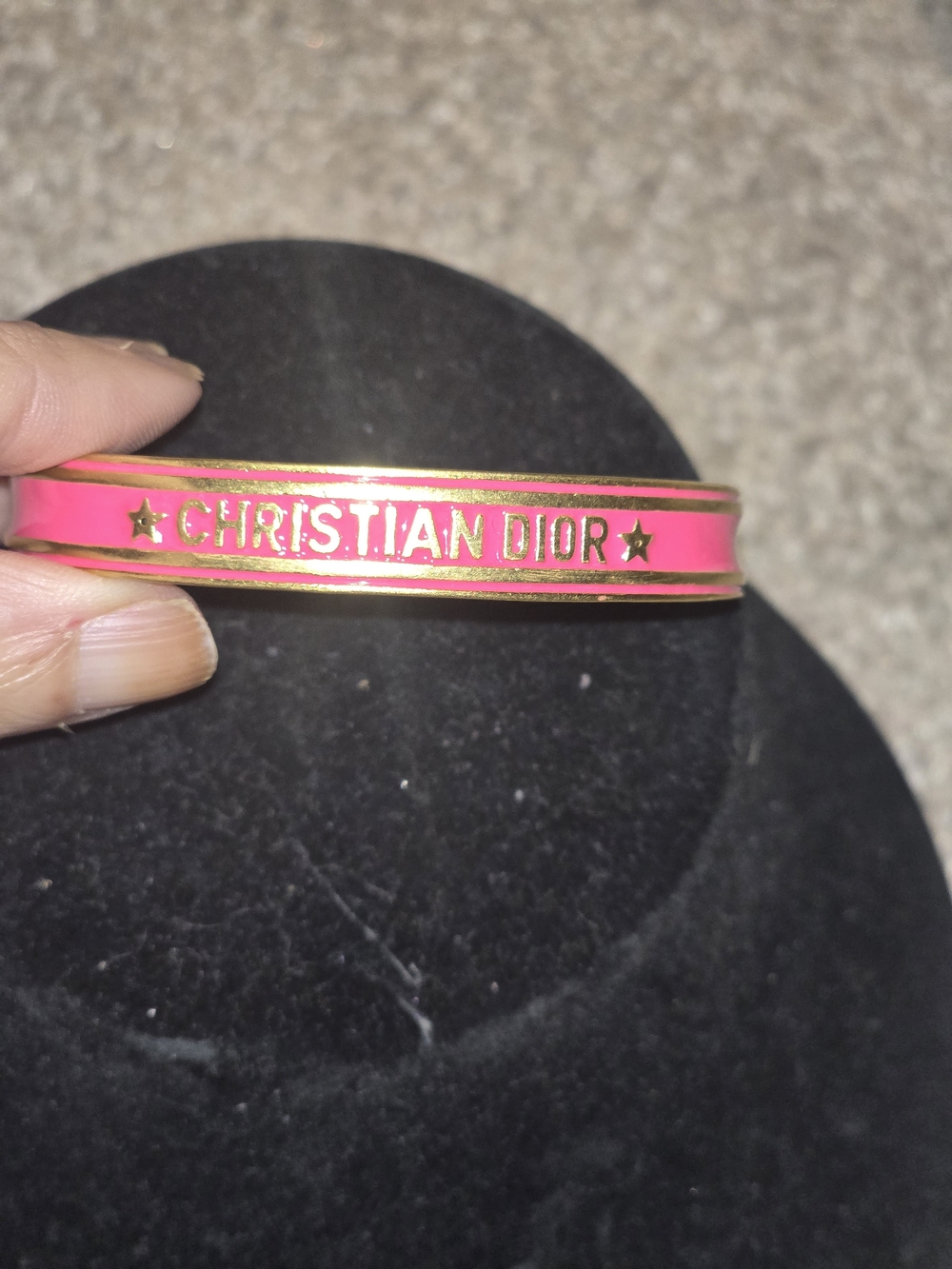 Dior Pink Enamel Logo Bangle